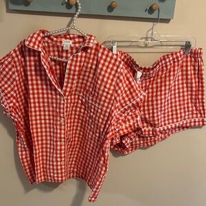 J. Crew Red Checkered Pajama Set size 3x